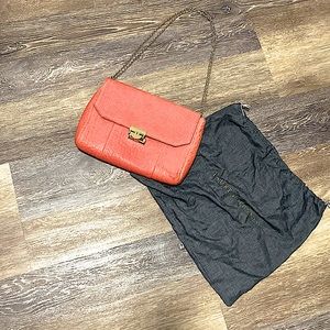 Lauren Merkin leather clutch with gold chain
